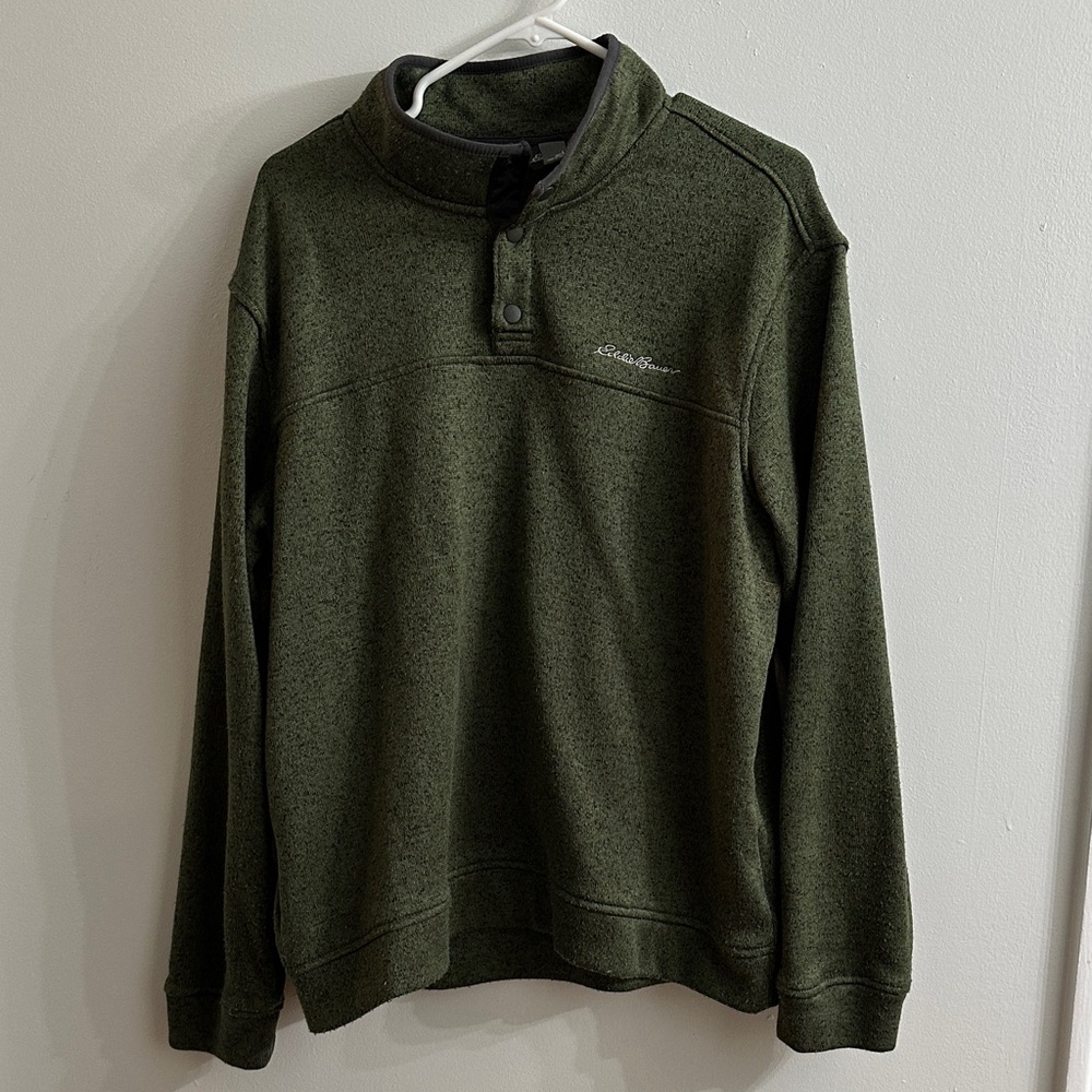 Eddie Bauer Men's Olive Zip-Up Sweater